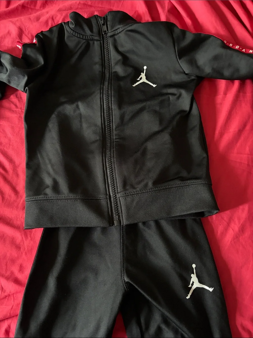 Jordan Black Jogging Set with Red and White Accents